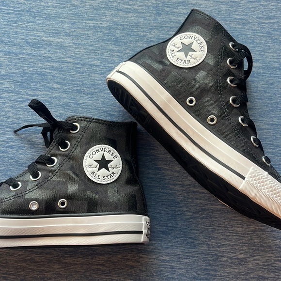Black on Black Zig Zag Converse high tops Chuck Taylor All Star NEW without tag - Picture 7 of 10